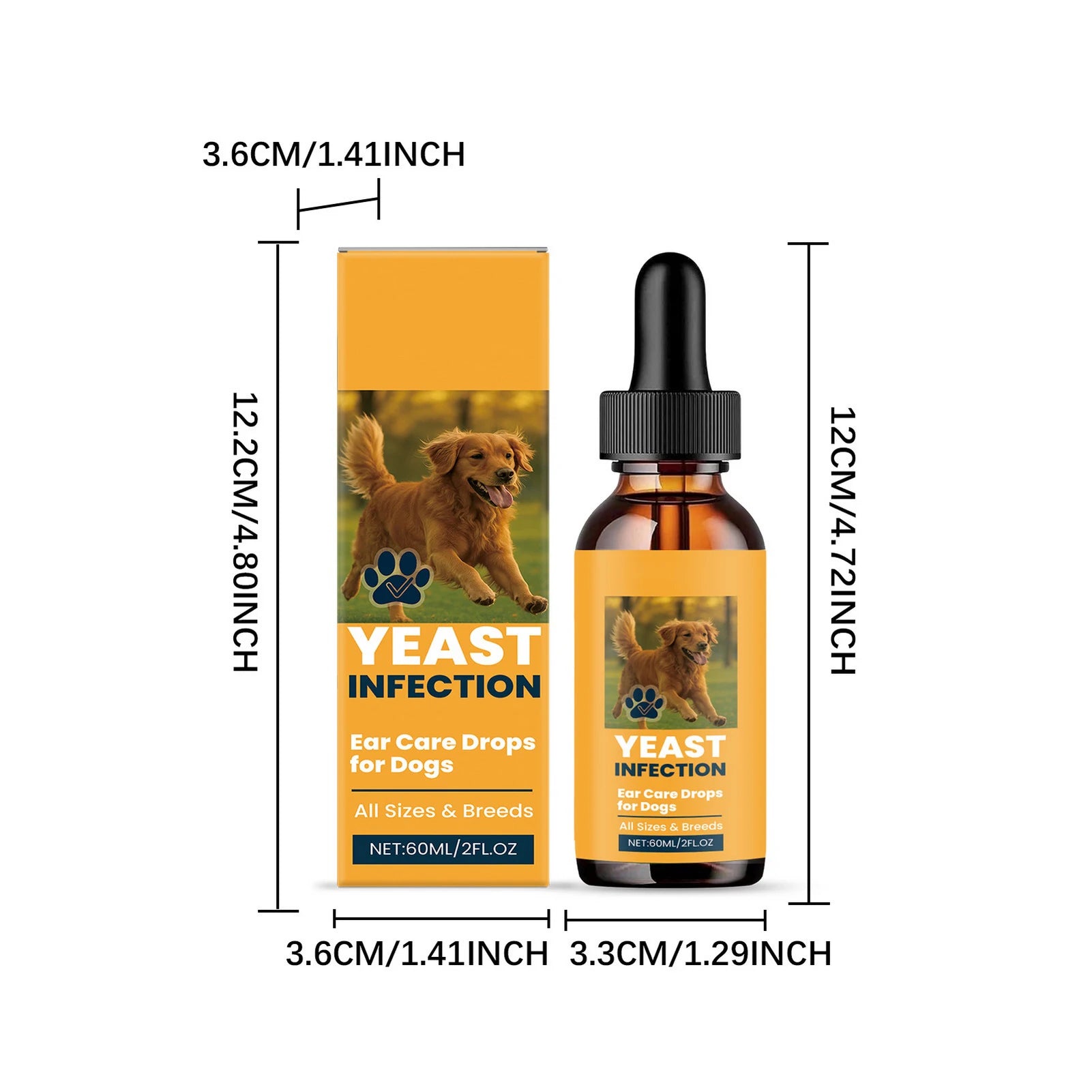 60ml Dog Ear Care Drops Yeast Infection Treatment Liquid Suitable for Dogs of All Sizes