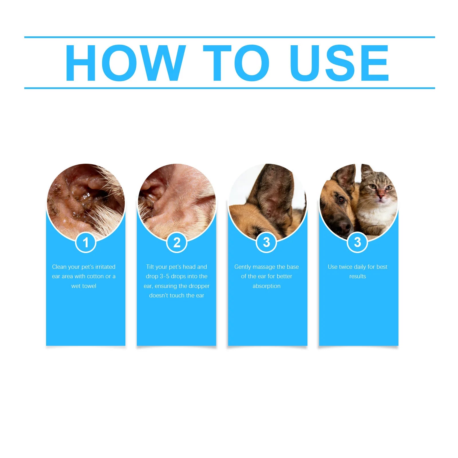 Eeljoy Pet Ear Drops Relieve Discomfort Solution Non Irritating Reduce Earwax Dandruff Remove Improve Bad Odor Cat Dog Ear Drops