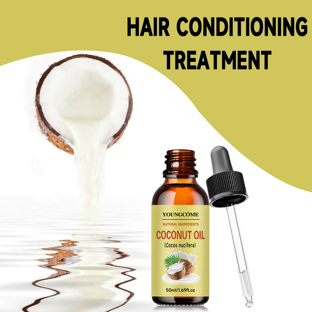 Coconut Hair Care Oil Natural Plant Essence Deeply Nourishe Hair Scalp Reduce Hair Breakage Improve Dryness Hair Oil Skin Hair
