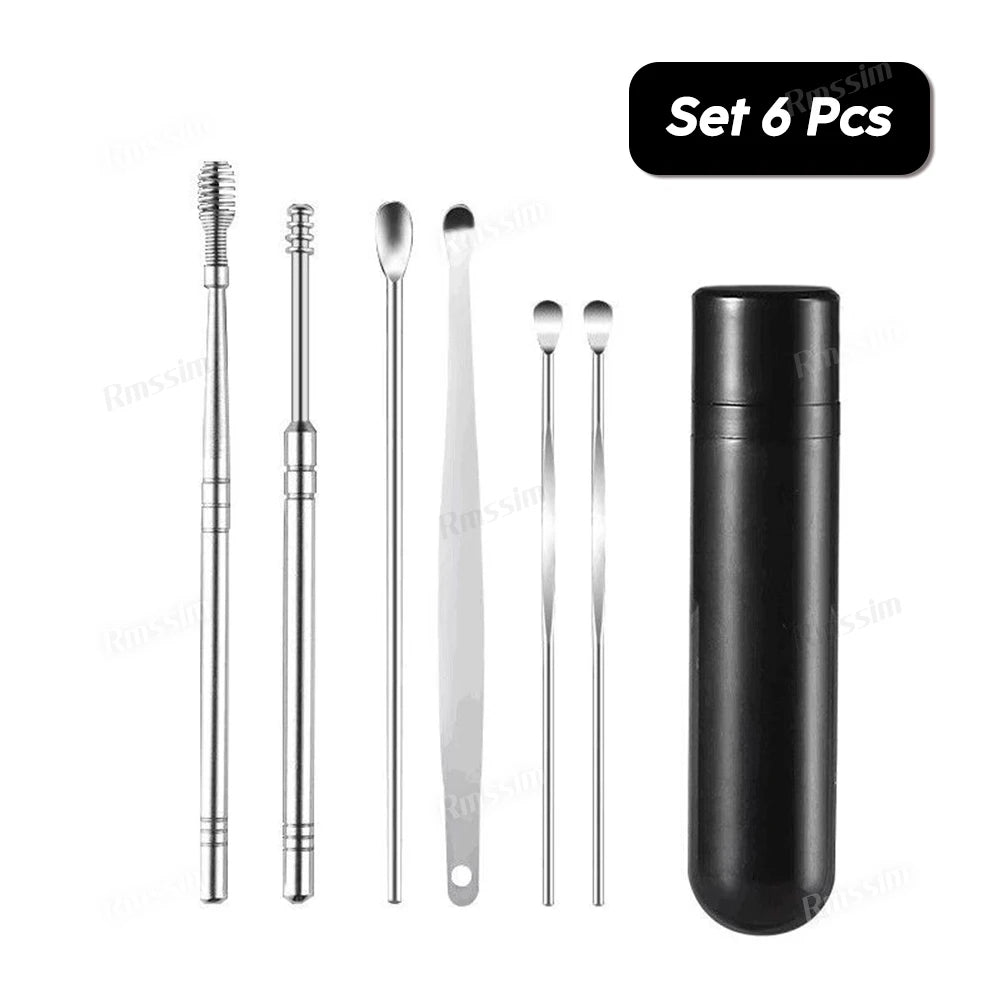 Ear Cleaner Set Earpick Ear Wax Remover Ear Spoon Curette Ear Cleaning Spiral Earpick Easy Earwax Removal Ear Cleaner Kit Gadget