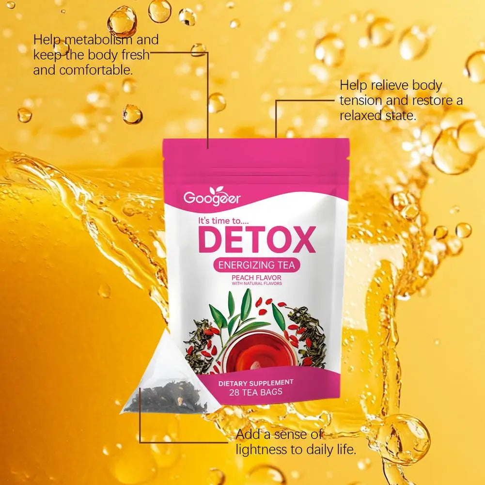 Detox Cleanse Tea Peach Flavor With Natural Flavors Dietary Supplement Quick-Acting Formula For Weight Loss Body Detoxification