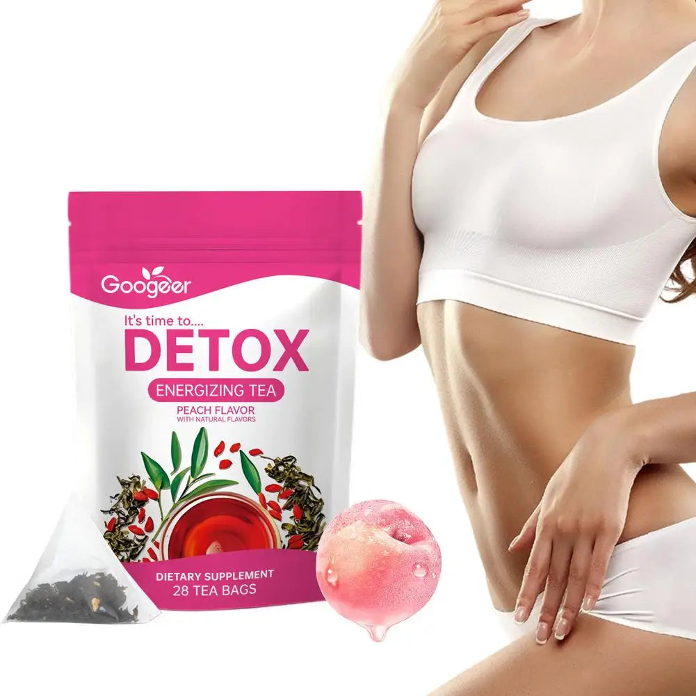 Detox Cleanse Tea Peach Flavor With Natural Flavors Dietary Supplement Quick-Acting Formula For Weight Loss Body Detoxification