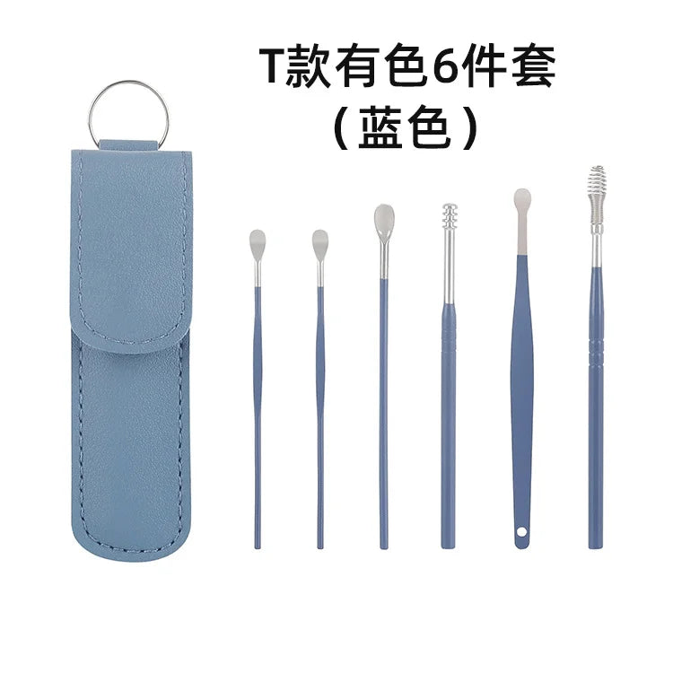 6Pcs Earwax Cleaning Tool Set with Spiral Earpick and Curette for Effective Daily Ear Care and Hygiene