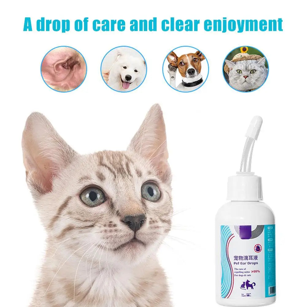 Pet Ear Cleaner Removes Ear Mites Fungus Cat Dog Dedicated Itching Relieve Drops Cleansing Ear Anti-Inflammatory Ear Care