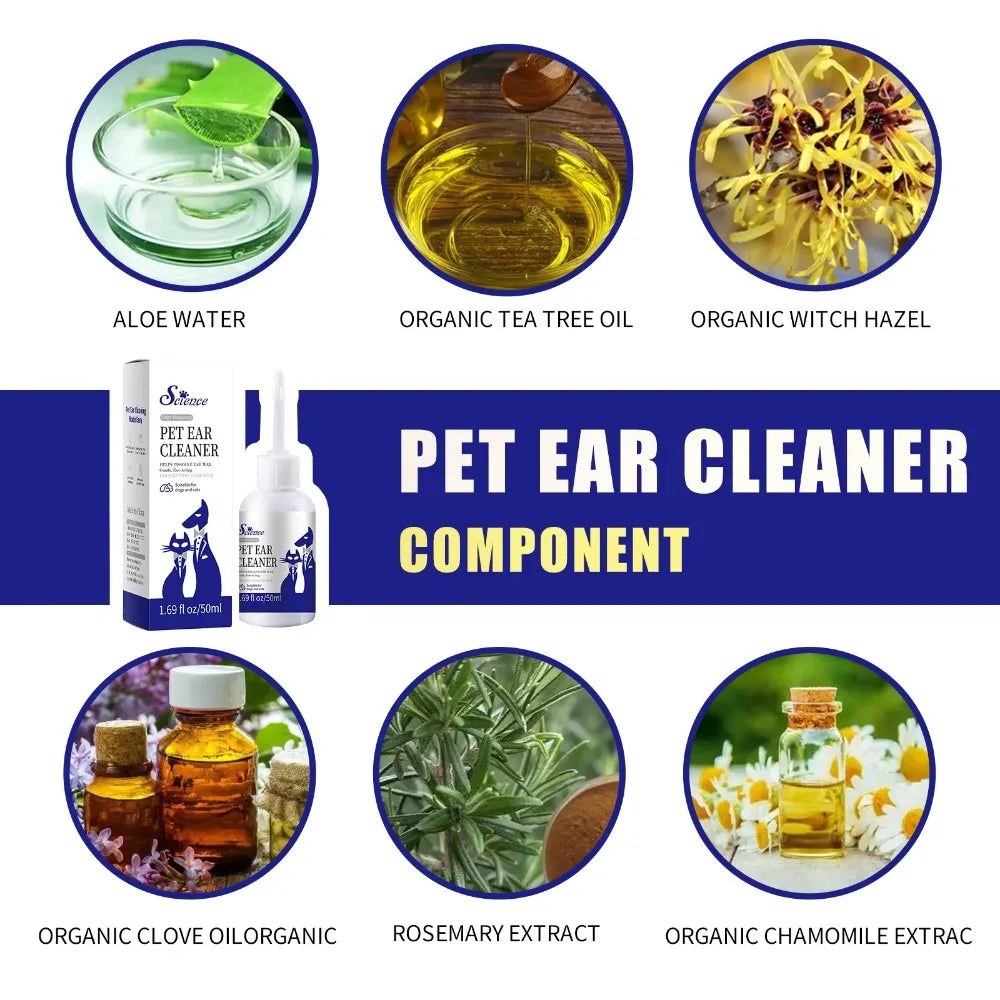 Dog Ear Wipes, Dog Ear Cleaning Wipes for Remove Ear Wax & Odor, Pet Ear&eyes Cleaning Finger Wipes for Dogs and Cats, 50 Wipes