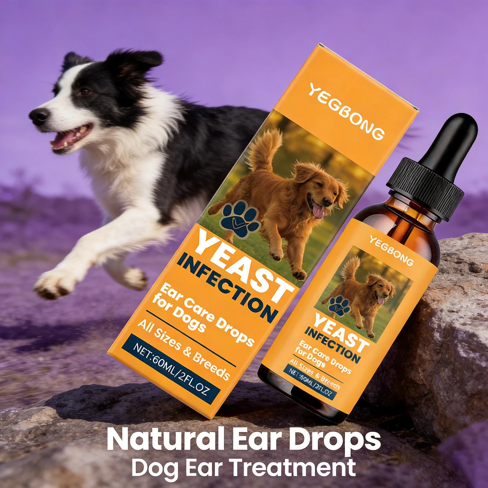 Yegbong Ear Care Drops for Dogs Pet Ear Cleaner Odor Control Dog Ear Care Soothing Ear Drops Deodorization Itchy Cleaning Liquid