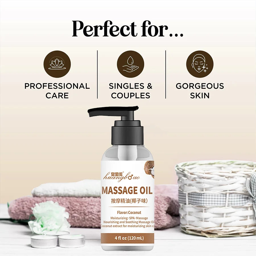 Coconut Massage Oil for Couples Relaxing Full Body Massage Oil for Date Night Massage Therapy Smooth Gliding Formula Valentines