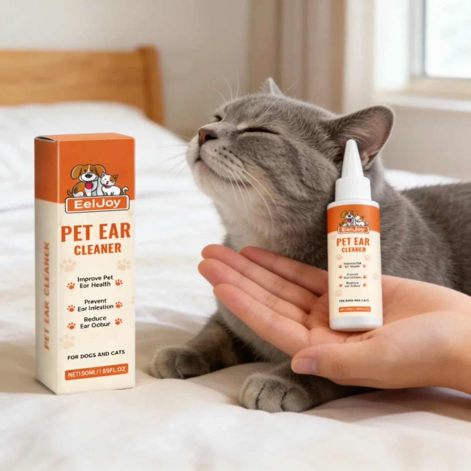 50ml Pet Ear Cleaner for Cats Dogs Odor Control Safe Effective Cleaning Solution Natural Ingredients Non Irritating Ear