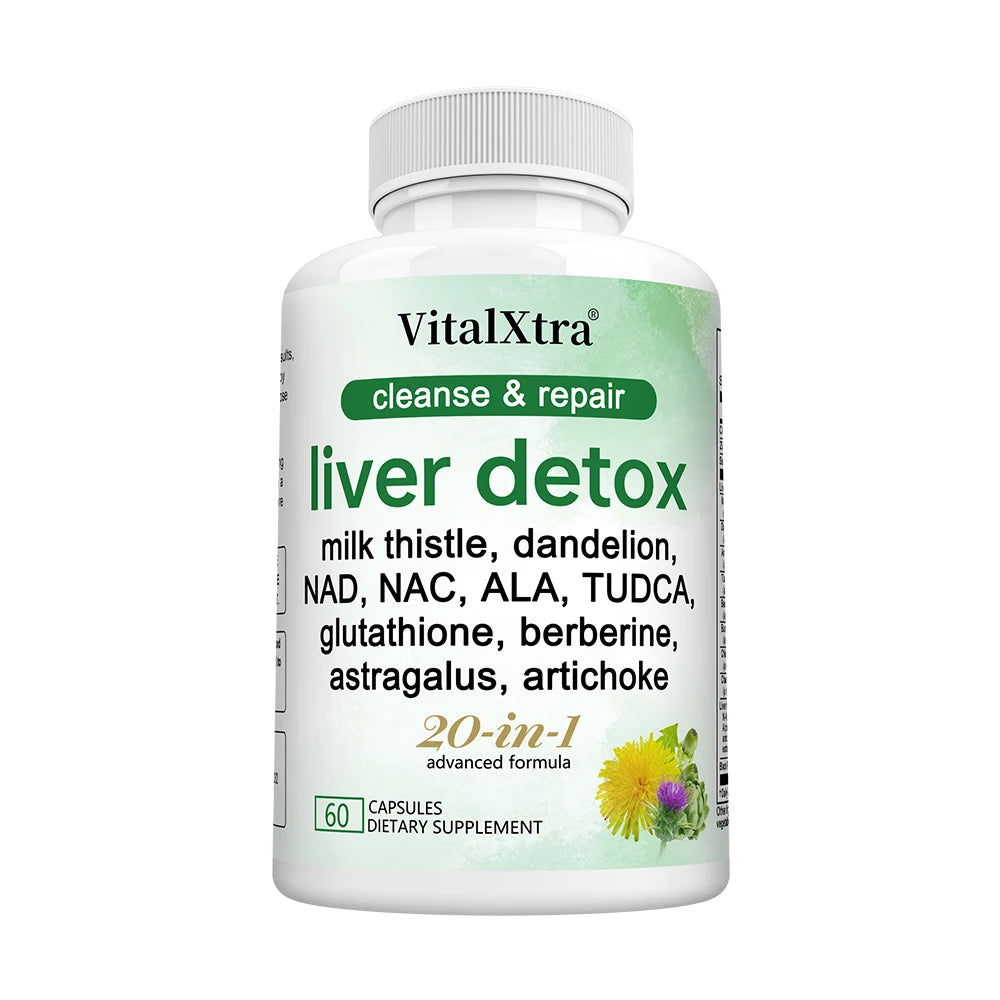 Liver Detox Capsules,with Milk Thistle,NAD,NAC,ALA,TUDCA, Glutathione, Artichoke, Turmeric & Astragalus-Liver Cleanse & Repair