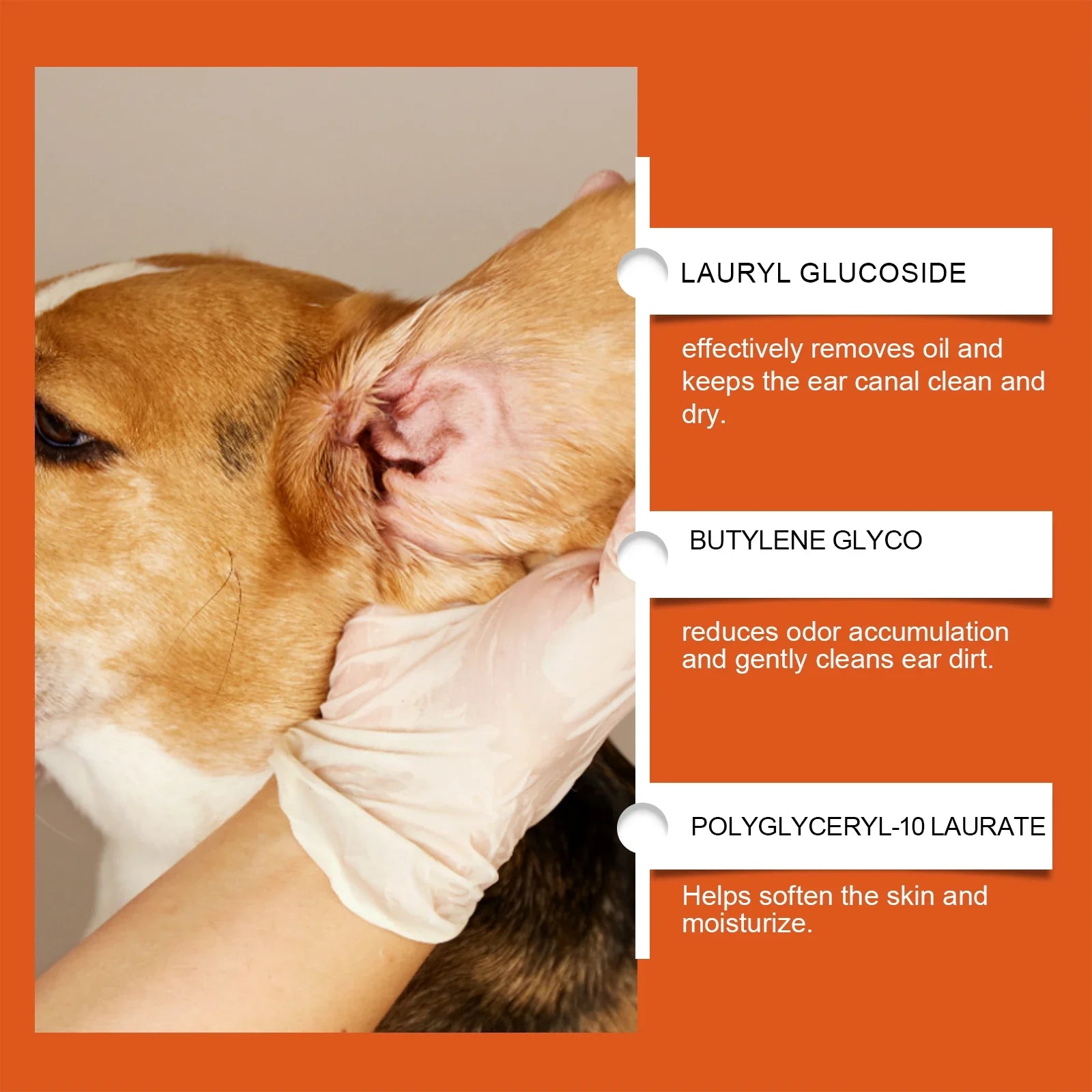 EELJOY 50ml Pet Ear Cleaner for Cats Dogs Gentle Ear Wax Removal Soothes Itching Odor Control Safe Recommended Cleaning Solution