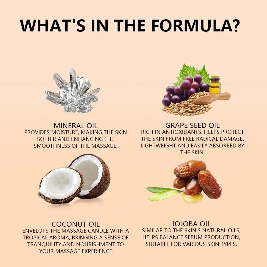 Coconut Massage Oil for Couples Relaxing Full Body Massage Oil for Date Night Massage Therapy Smooth Gliding Formula Valentines