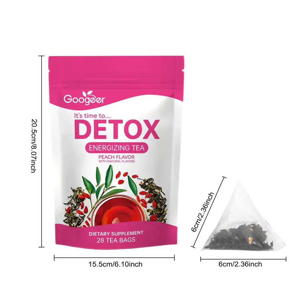 Detox Cleanse Tea Peach Flavor With Natural Flavors Dietary Supplement Quick-Acting Formula For Weight Loss Body Detoxification