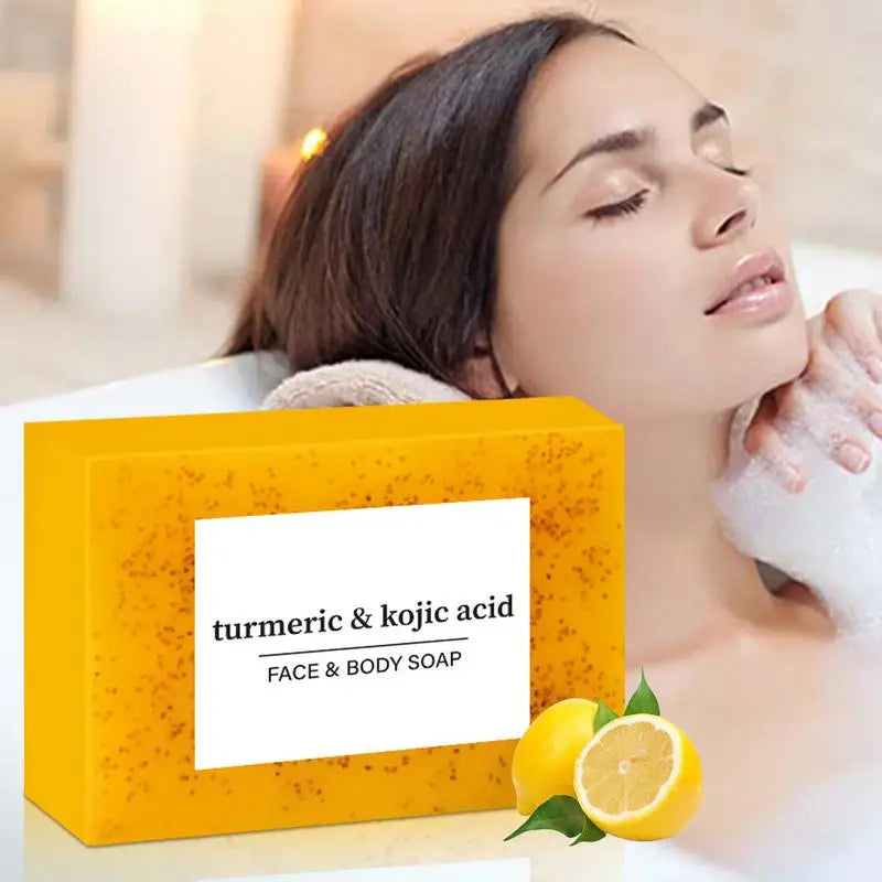 body soap bar Brightening Lemon Turmeric Soap Body Cleaning Lightening Dark Underarm Leg Body Cleansers Brightening Face Soap