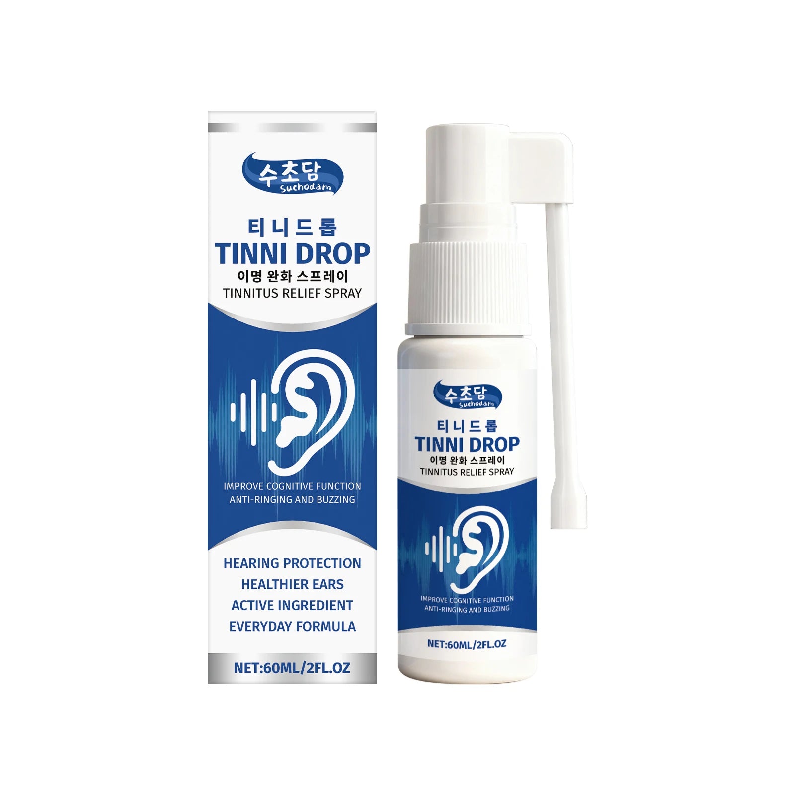 Tinnitus Relief Spray Ear Ringing Prevent Hearing Loss Discomfort Remove Earwax Improve Hearing Ear Cleaner Otic Care Spray 60ml