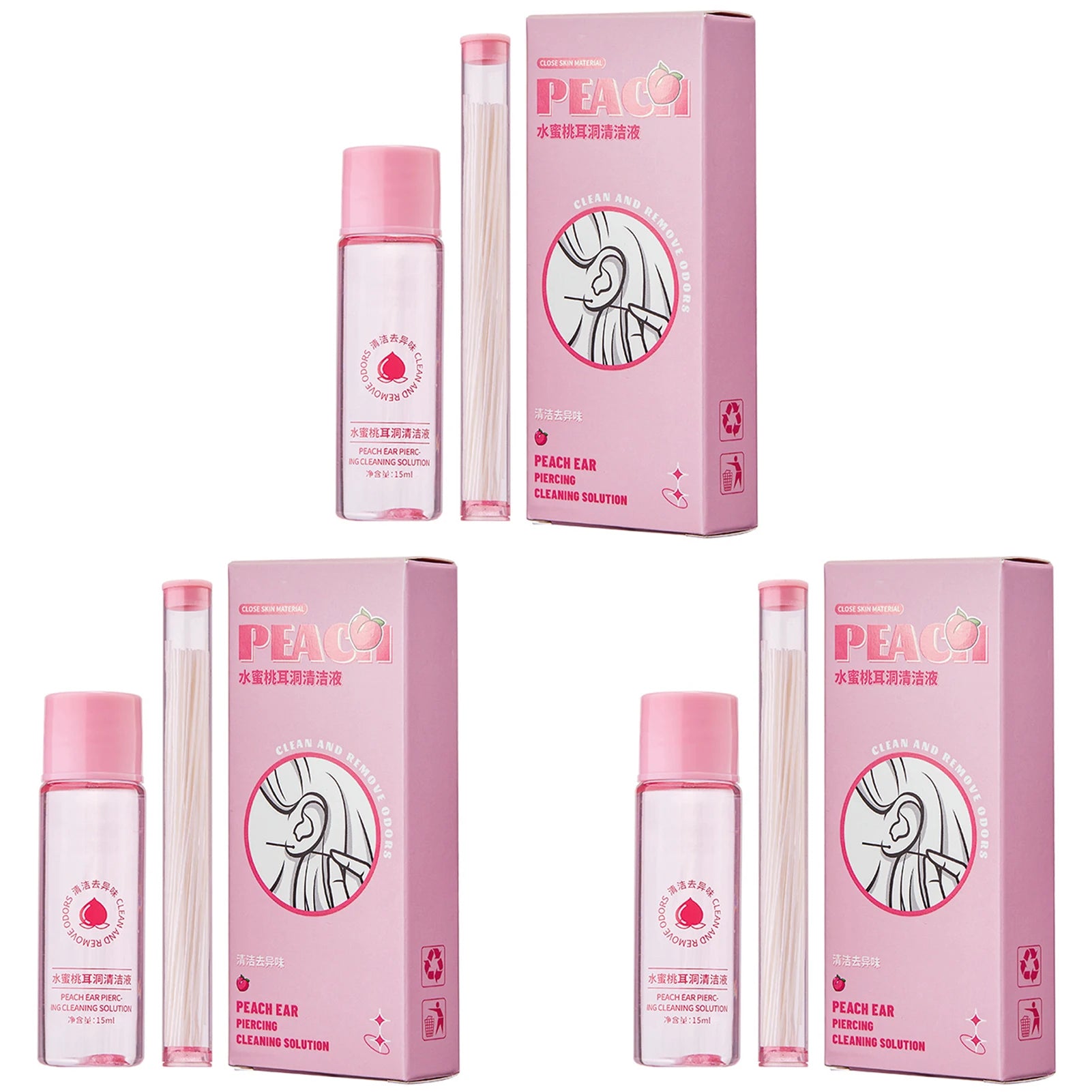 Piercing Aftercare Spray Ear Piercing Cleaner Ear Holes Cleaning Line Flosses Set Remove Odor Ear Wax Solution for Women Men