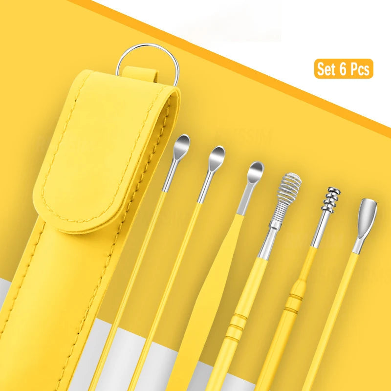 Ear Cleaner Set Earpick Ear Wax Remover Ear Spoon Curette Ear Cleaning Spiral Earpick Easy Earwax Removal Ear Cleaner Kit Gadget