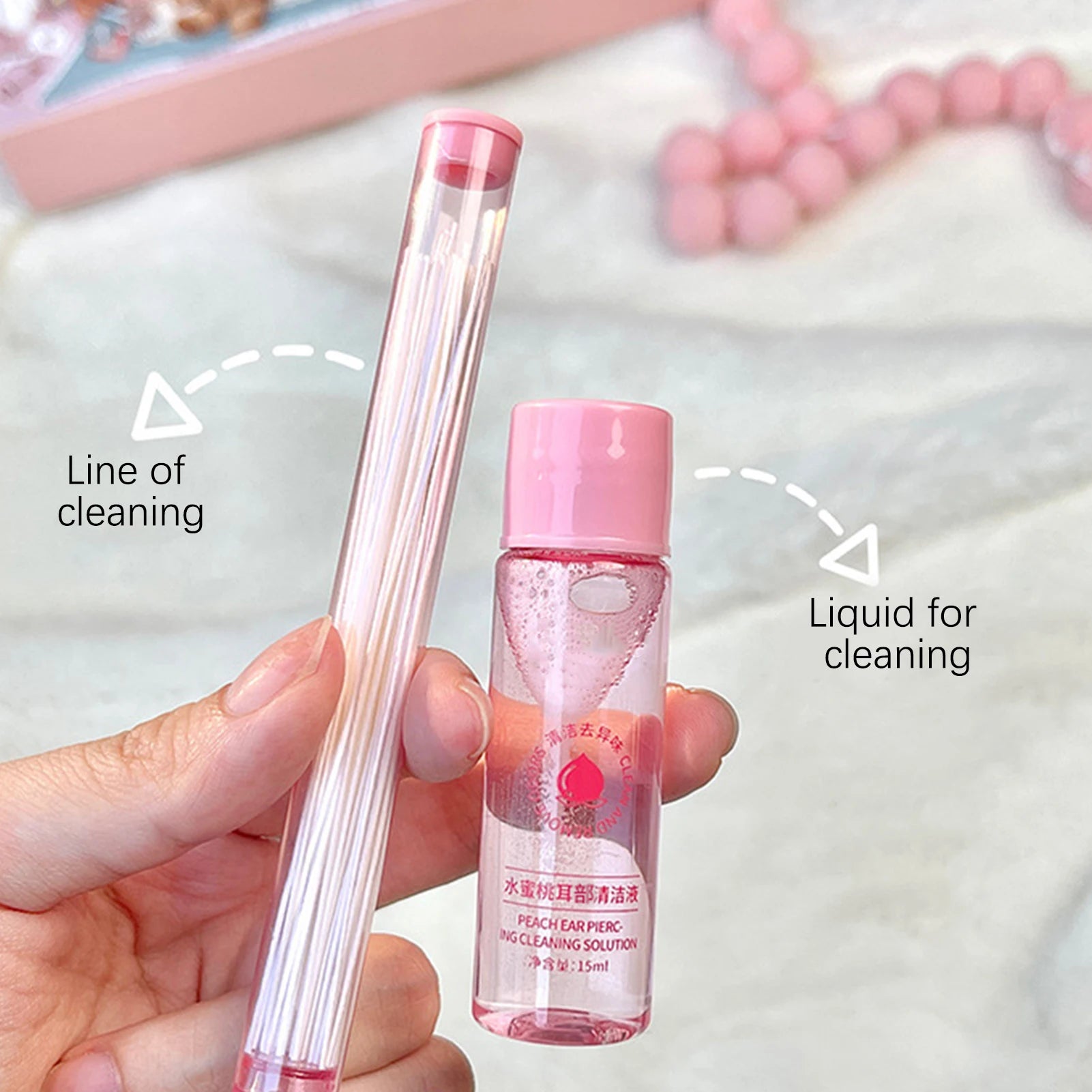 Piercing Aftercare Spray Ear Piercing Cleaner Ear Holes Cleaning Line Flosses Set Remove Odor Ear Wax Solution for Women Men