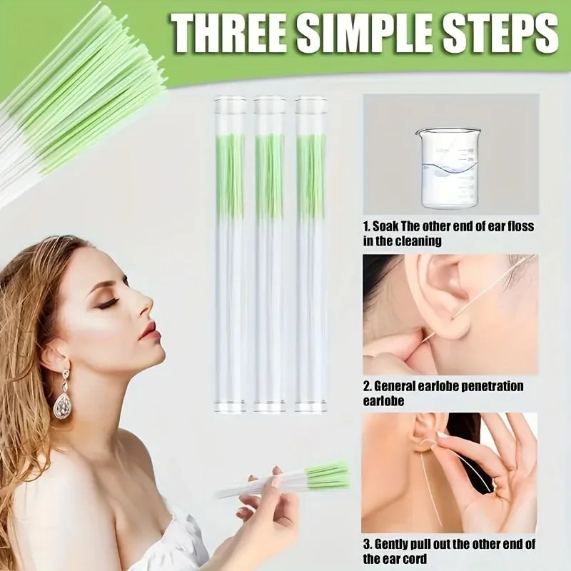 Ear Piercing Cleaner Ear Piercing Cleaning Line Set Care Kit Portable Men Women Daily Care Remove Dirt Eliminate Odor