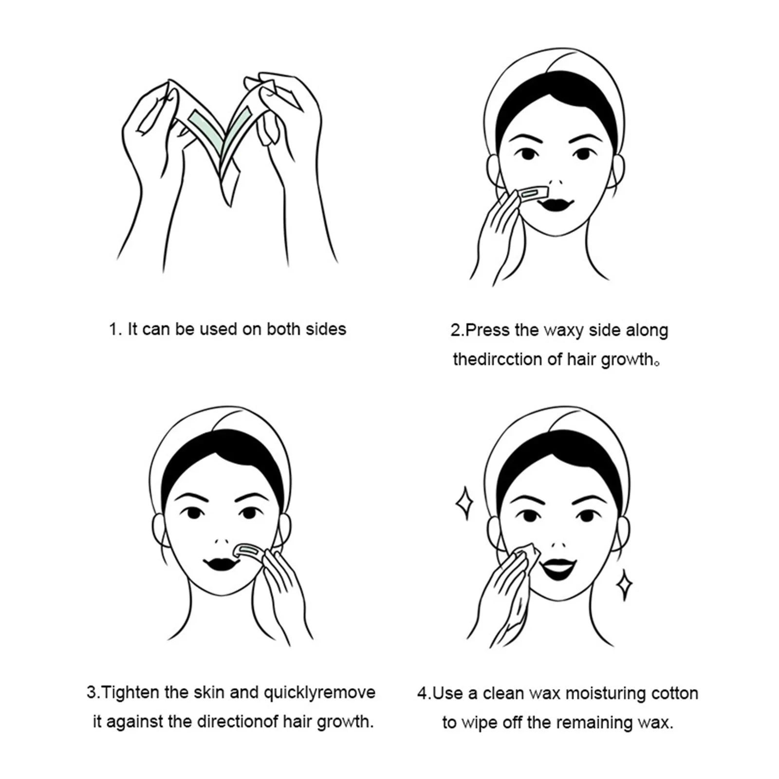 Facial Wax Strips Facial Hair Removal Quick and Painless Hair Removal Kit for All Skin Types