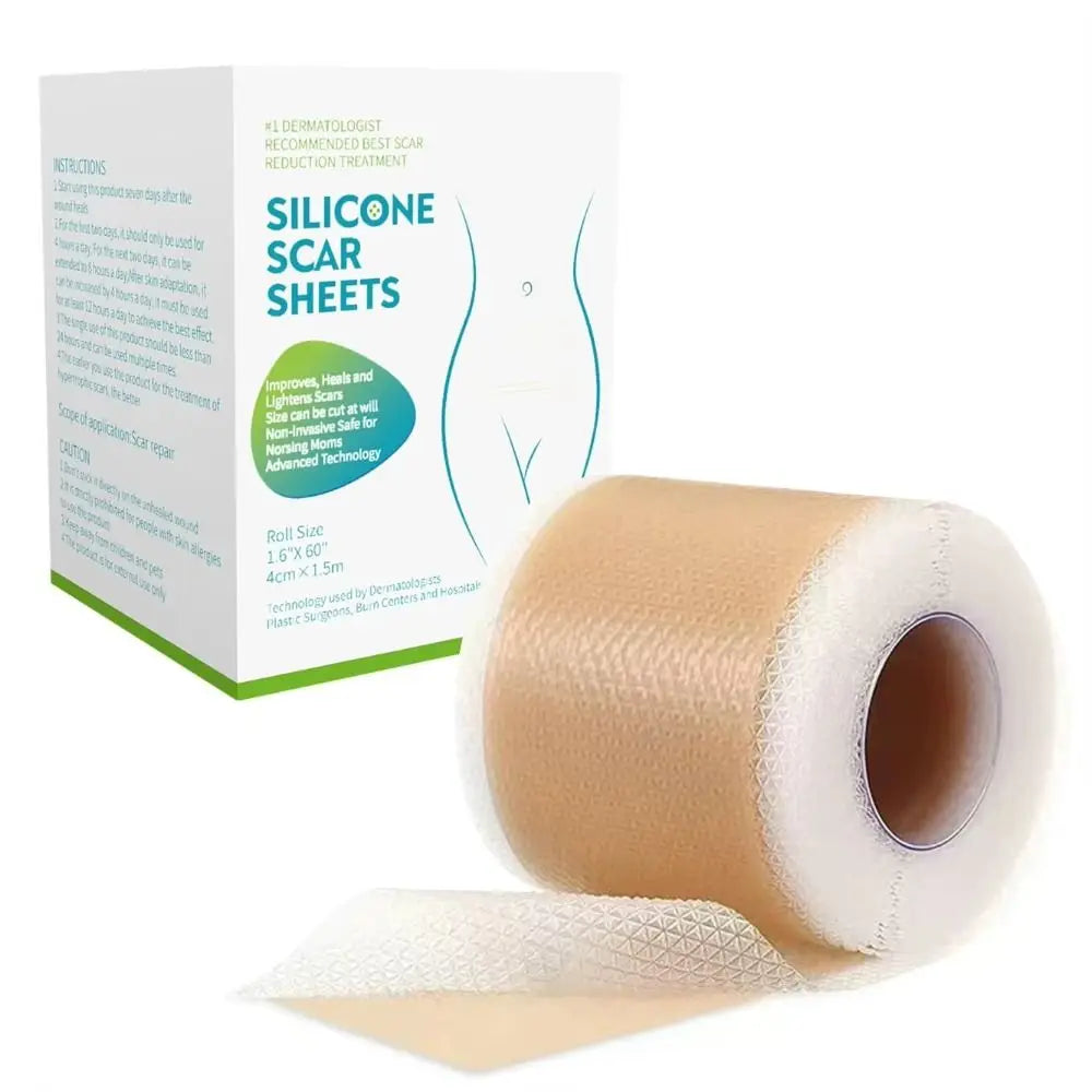 Stretch Mark Tape Silicone Scar Sheet Patch 4cmX150cm 1 Roll Scar Cover Tape Effective Reusable Skin Care Strips for Treatment