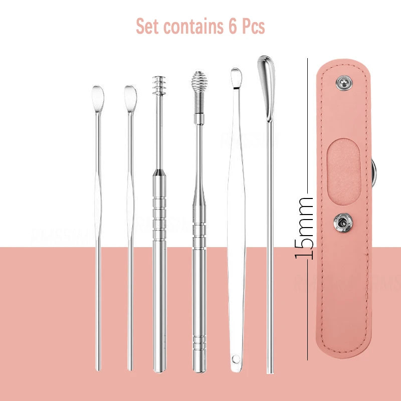 Ear Cleaner Set Earpick Ear Wax Remover Ear Spoon Curette Ear Cleaning Spiral Earpick Easy Earwax Removal Ear Cleaner Kit Gadget