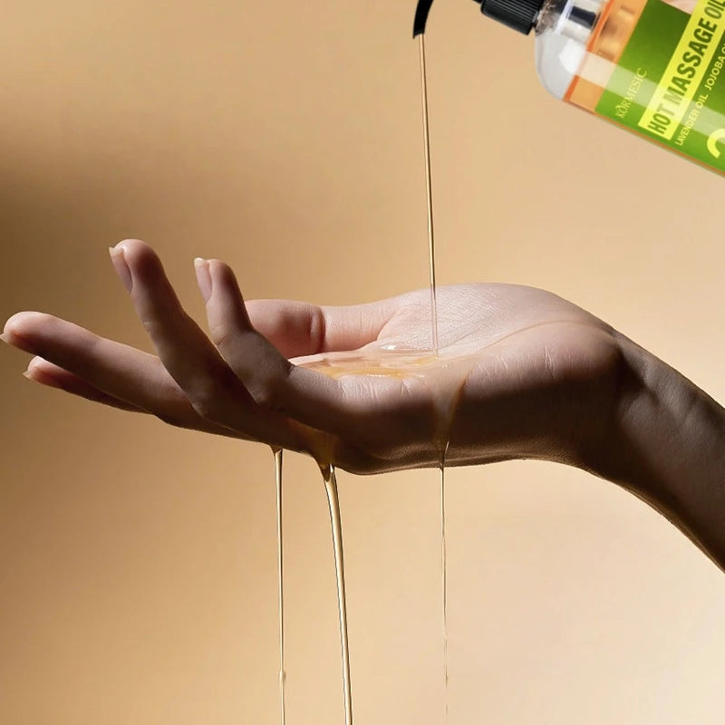 230ml Body Massage Essential Oil, Containing Glycerin, Lavender Extract, Caffeine, and Other Ingredients, Warming Massage Oil Helps to Improve and Tighten the Skin, Especially Suitable for Use after Exercise or Long Periods o