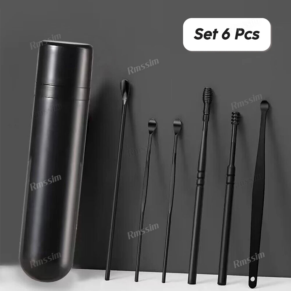 Ear Cleaner Set Earpick Ear Wax Remover Ear Spoon Curette Ear Cleaning Spiral Earpick Easy Earwax Removal Ear Cleaner Kit Gadget