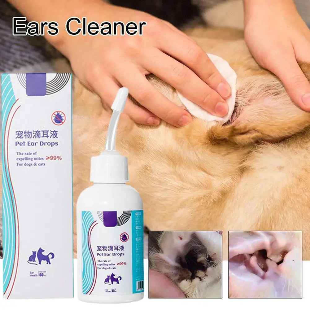 Pet Ear Cleaner Removes Ear Mites Fungus Cat Dog Dedicated Itching Relieve Drops Cleansing Ear Anti-Inflammatory Ear Care