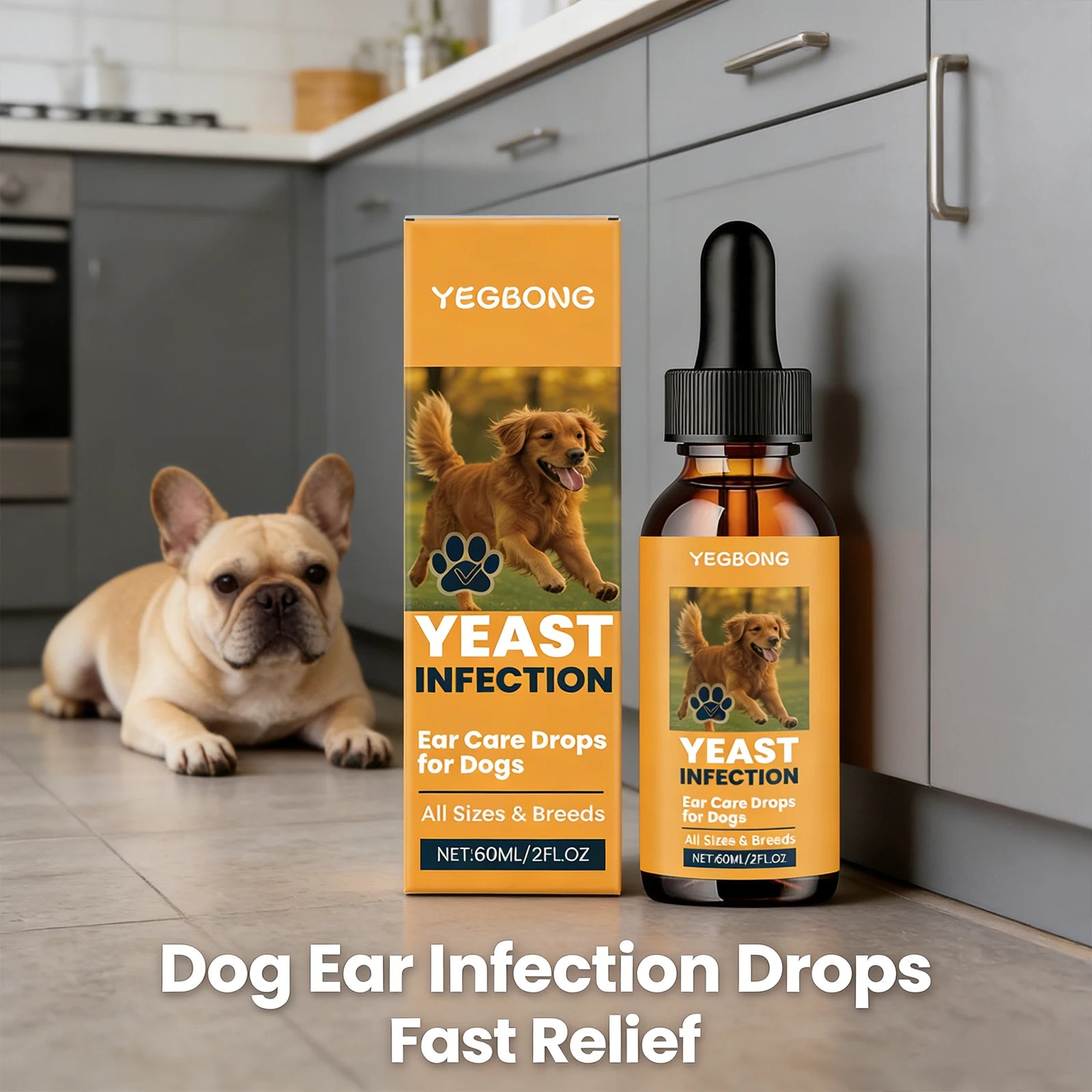 Yegbong Ear Care Drops for Dogs Pet Ear Cleaner Odor Control Dog Ear Care Soothing Ear Drops Deodorization Itchy Cleaning Liquid