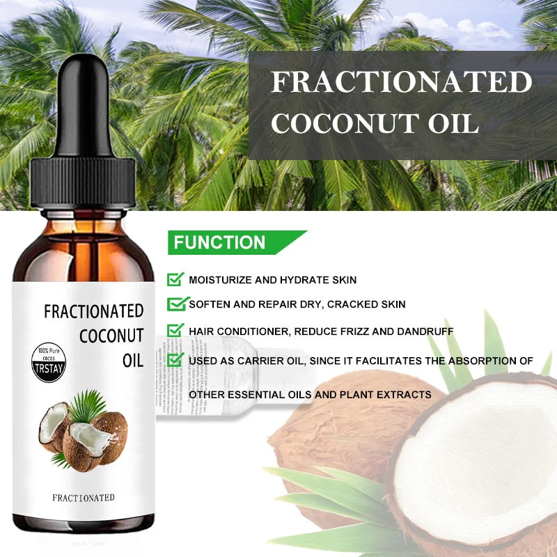 Fractionated Coconut Oil 100% pure coconut can moisturize, soften and care for dry and cracked skin, and can also be used as a h