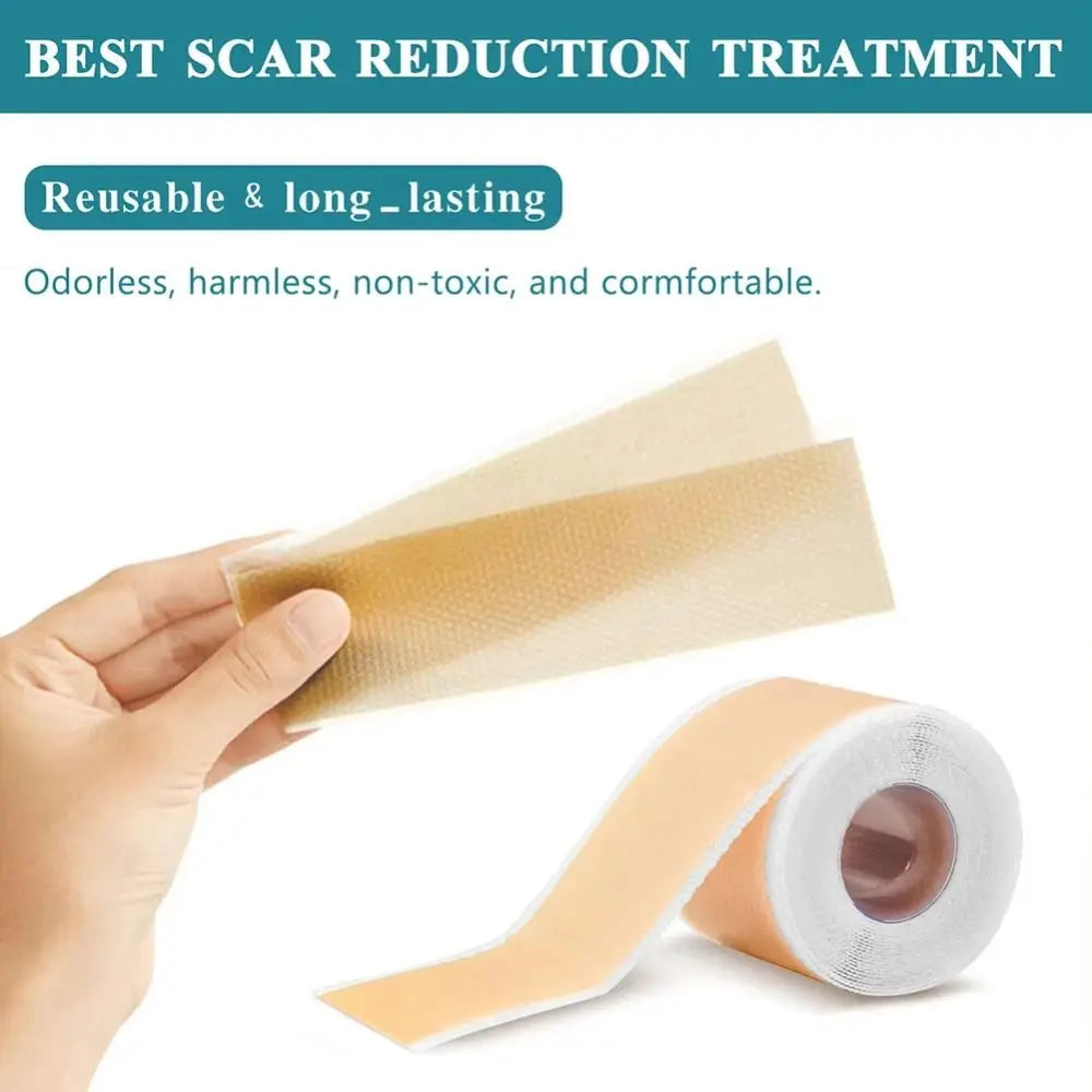 Stretch Mark Tape Silicone Scar Sheet Patch 4cmX150cm 1 Roll Scar Cover Tape Effective Reusable Skin Care Strips for Treatment