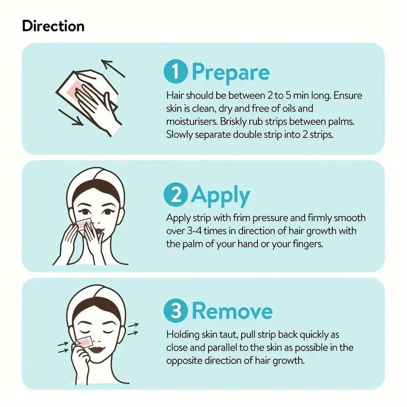 20/40Pcs Facial Lip Wax Strips For Face Chin Upper Lip Jaw Eyebrow Beard Hair Removal