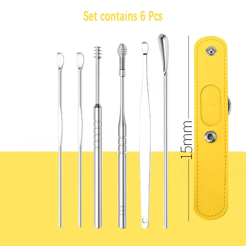 Ear Cleaner Set Earpick Ear Wax Remover Ear Spoon Curette Ear Cleaning Spiral Earpick Easy Earwax Removal Ear Cleaner Kit Gadget