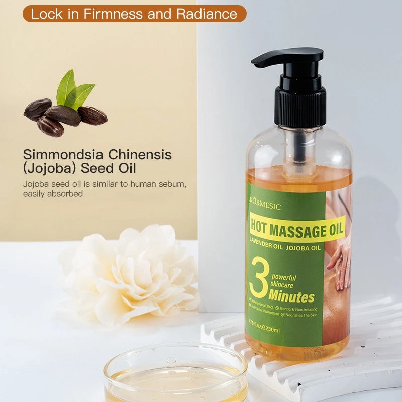230ml Body Massage Essential Oil, Containing Glycerin, Lavender Extract, Caffeine, and Other Ingredients, Warming Massage Oil Helps to Improve and Tighten the Skin, Especially Suitable for Use after Exercise or Long Periods o