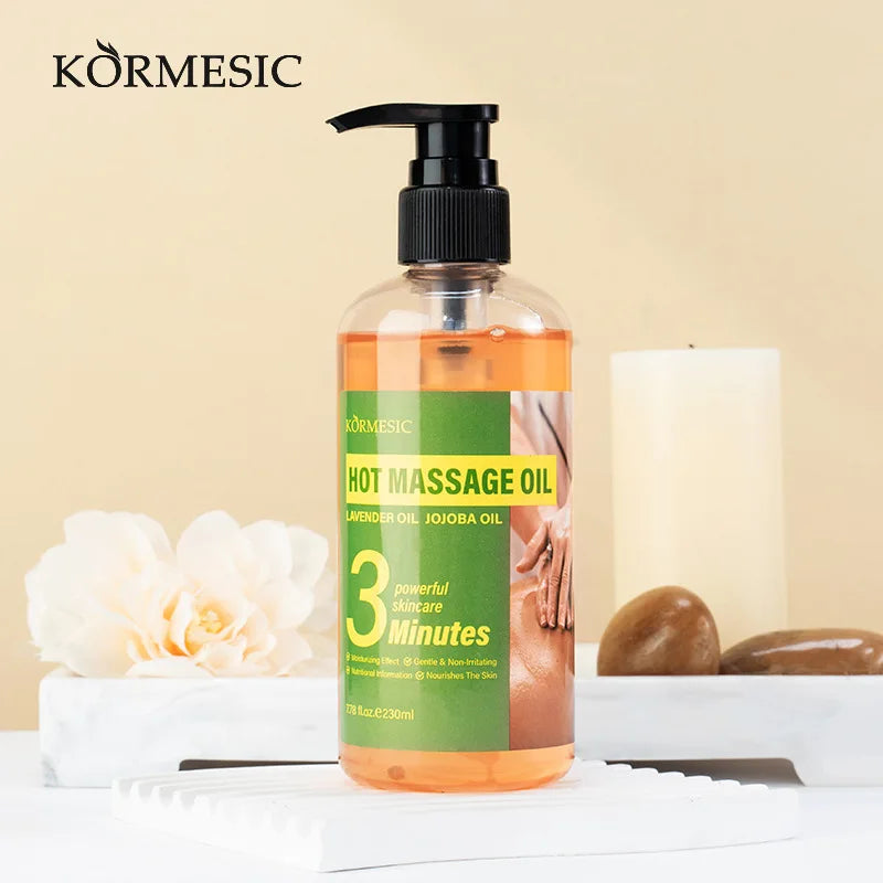 230ml Body Massage Essential Oil, Containing Glycerin, Lavender Extract, Caffeine, and Other Ingredients, Warming Massage Oil Helps to Improve and Tighten the Skin, Especially Suitable for Use after Exercise or Long Periods o