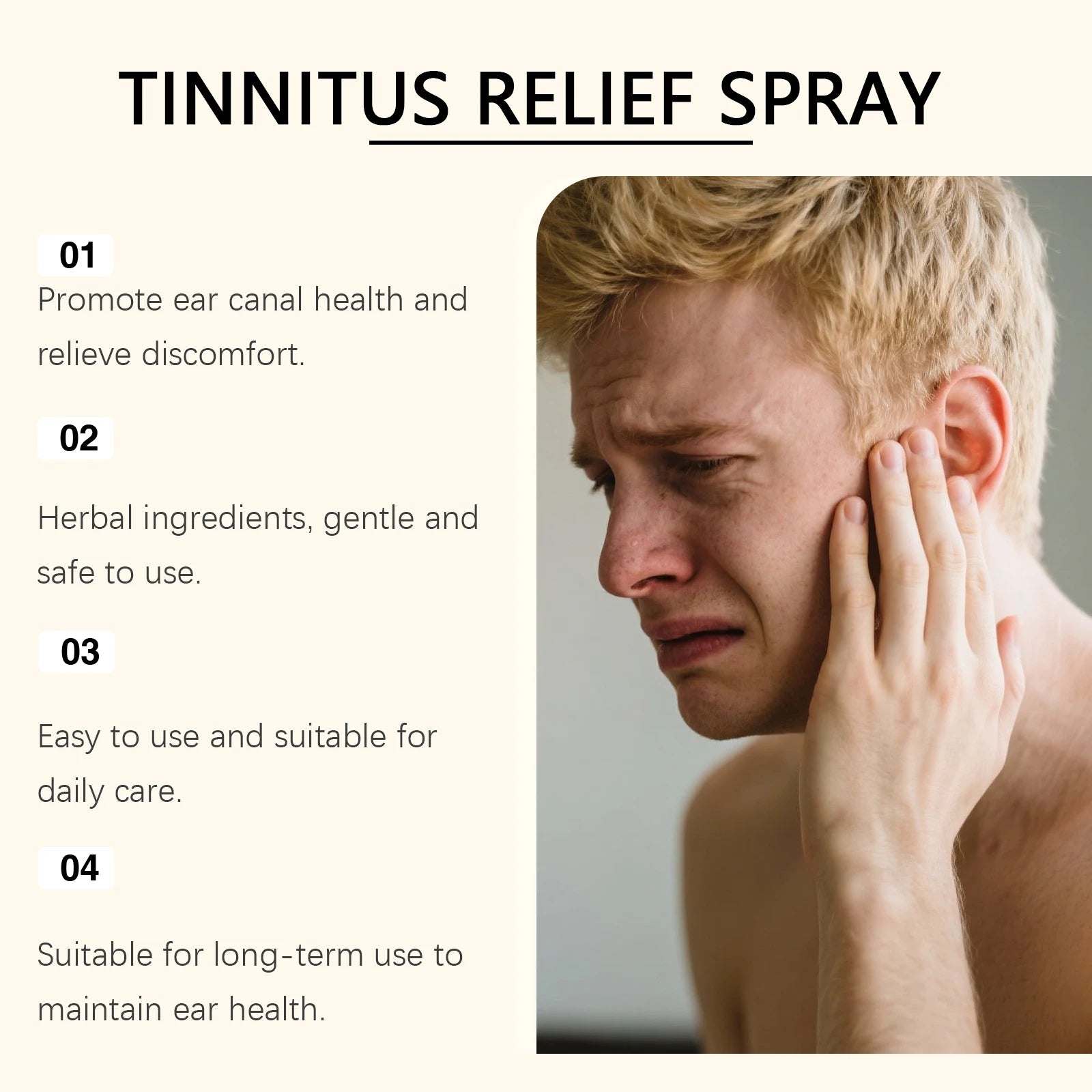 Tinnitus Relief Spray Ear Ringing Prevent Hearing Loss Discomfort Remove Earwax Improve Hearing Ear Cleaner Otic Care Spray 60ml