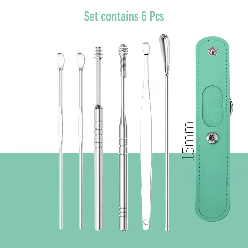 Ear Cleaner Set Earpick Ear Wax Remover Ear Spoon Curette Ear Cleaning Spiral Earpick Easy Earwax Removal Ear Cleaner Kit Gadget