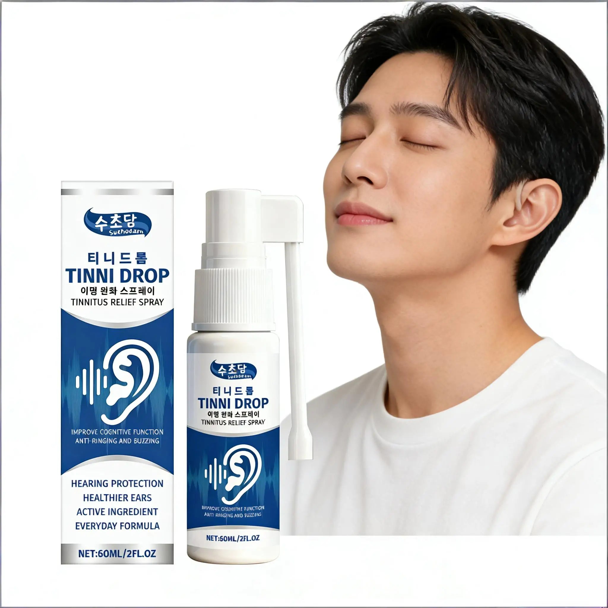 Tinnitus Relief Spray Ear Ringing Prevent Hearing Loss Discomfort Remove Earwax Improve Hearing Ear Cleaner Otic Care Spray 60ml