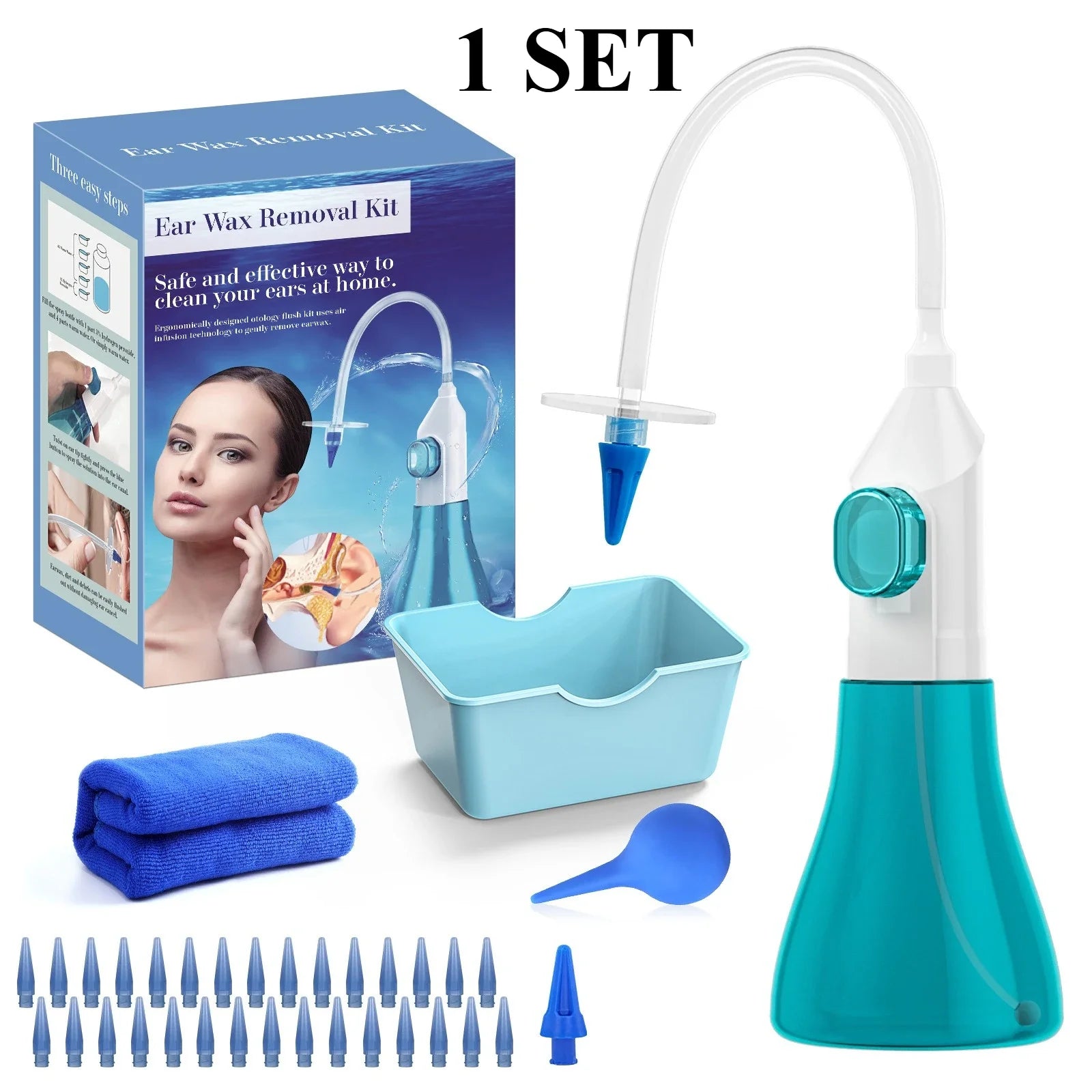 Ear Wax Removal Manual Ear Irrigation Flushing System EarWax Clean Tool Safe and Effective Water Cleaner Kit Ear Cleaner
