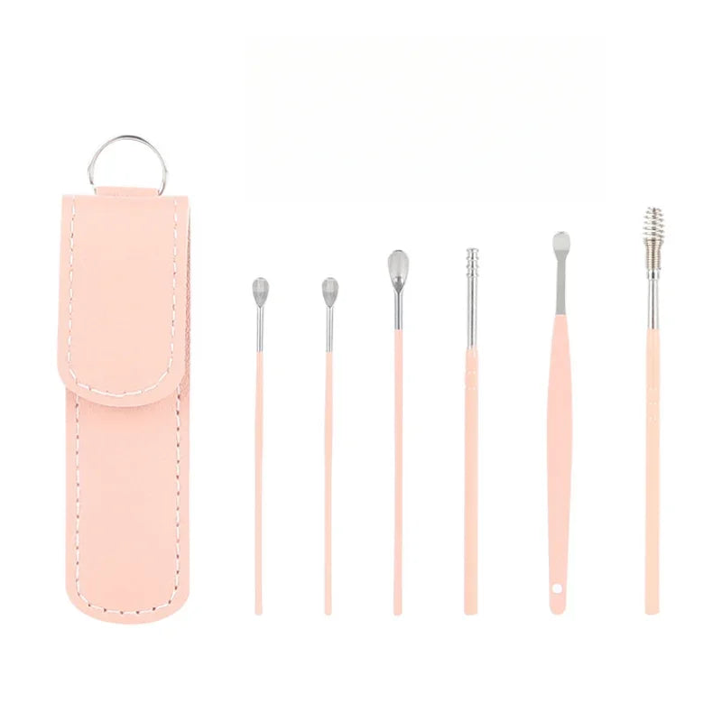 6Pcs Earwax Cleaning Tool Set with Spiral Earpick and Curette for Effective Daily Ear Care and Hygiene