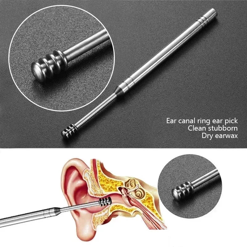 6Pcs Earwax Cleaning Tool Set with Spiral Earpick and Curette for Effective Daily Ear Care and Hygiene