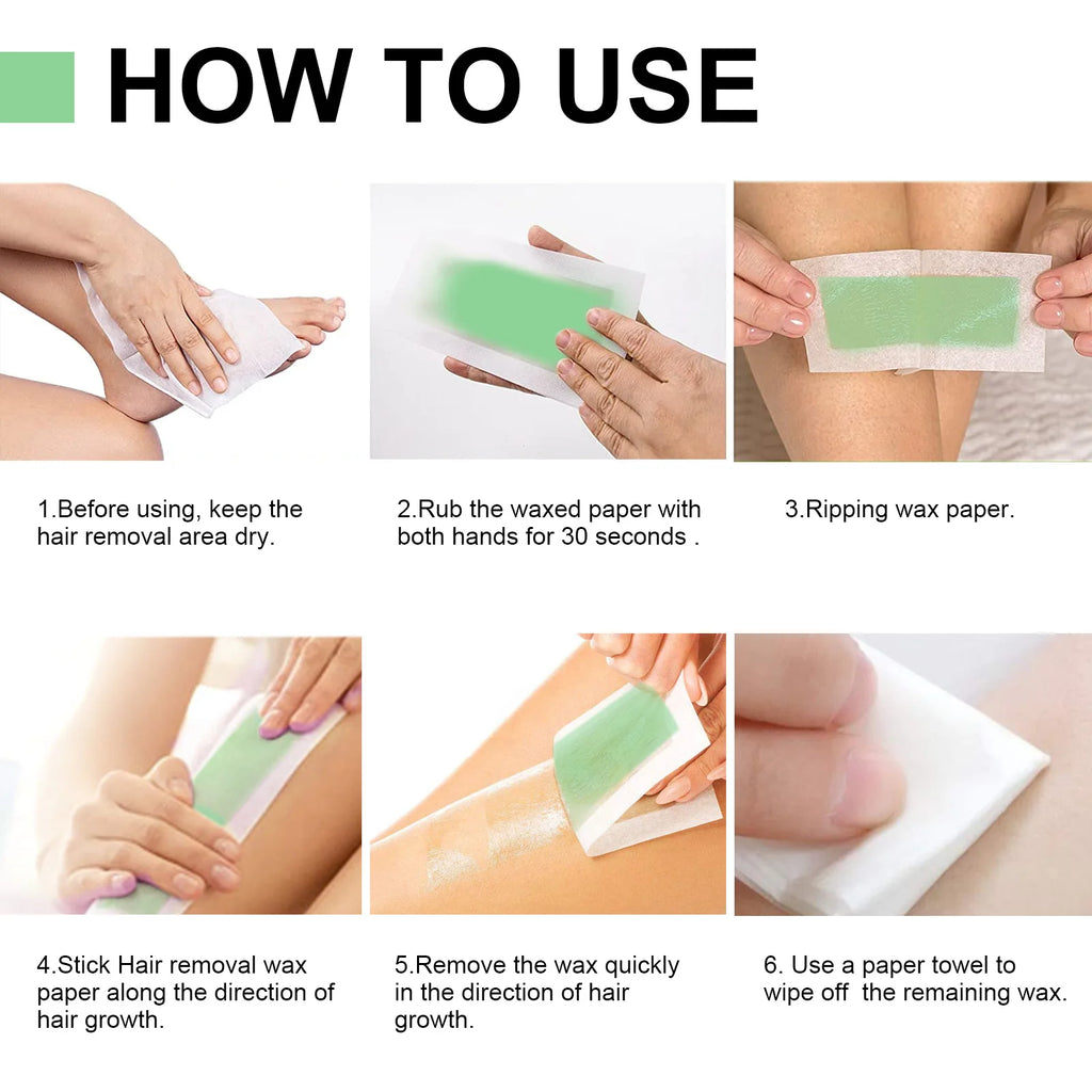 10Pcs Depilatory Wax Strips For Hair Removal Wax Paper Cold Wax Strips Paper For Face Neck Arm Leg Body Beauty Tools