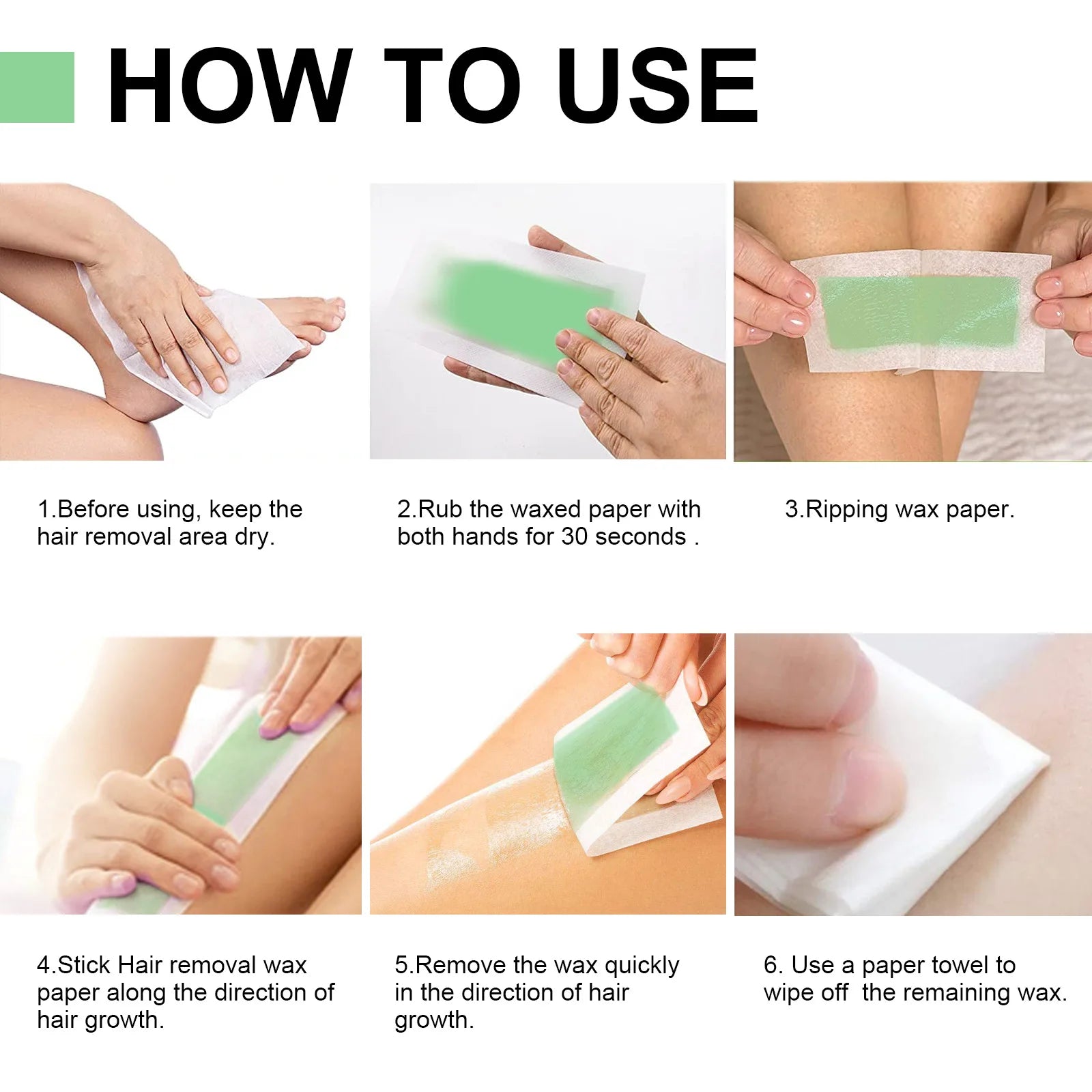 10Pcs Depilatory Wax Strips For Hair Removal Wax Paper Cold Wax Strips Paper For Face Neck Arm Leg Body Beauty Tools