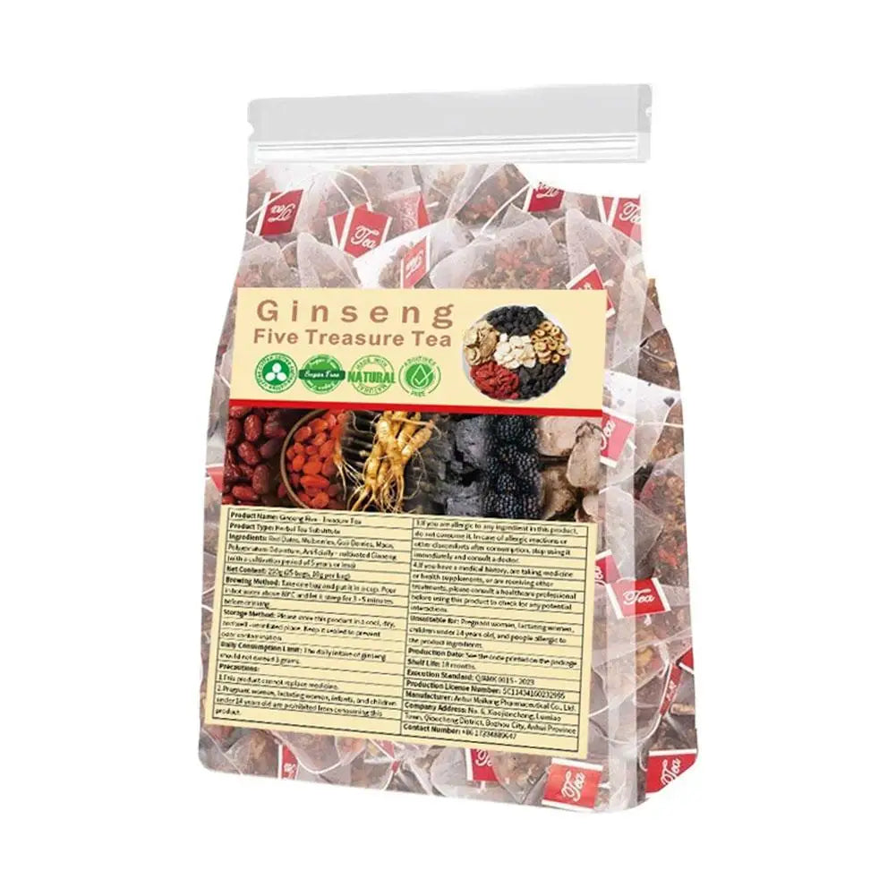 Chinese Herbal Health Tea Ginseng Five Treasure 6 Ingredients For Unisex Kidney Detox Natural Cleansing Care Tea