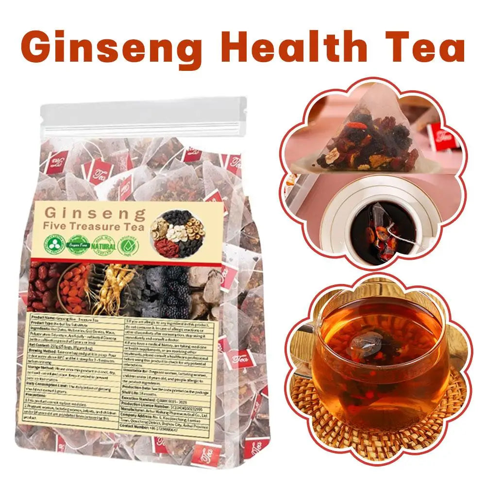 Chinese Herbal Health Tea Ginseng Five Treasure 6 Ingredients For Unisex Kidney Detox Natural Cleansing Care Tea