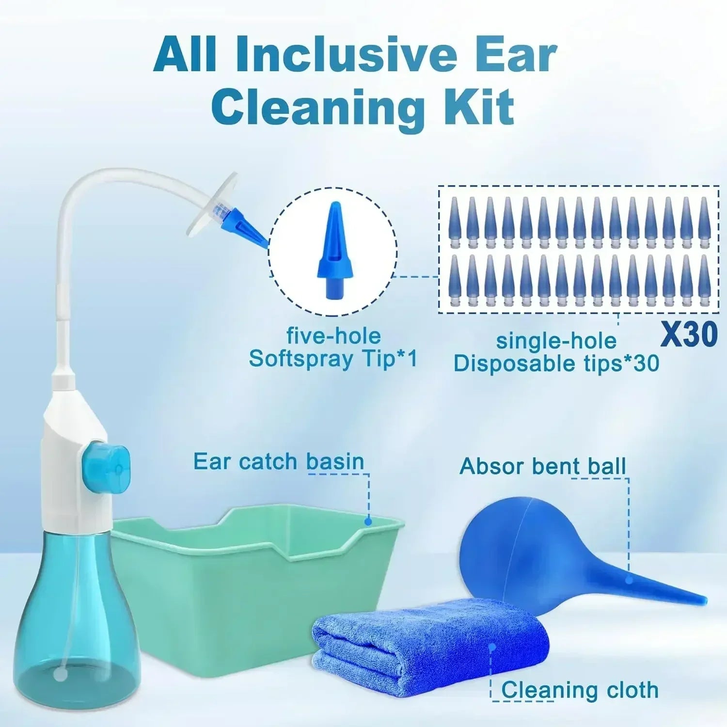 Ear Wax Removal Manual Ear Irrigation Flushing System EarWax Clean Tool Safe and Effective Water Cleaner Kit Ear Cleaner