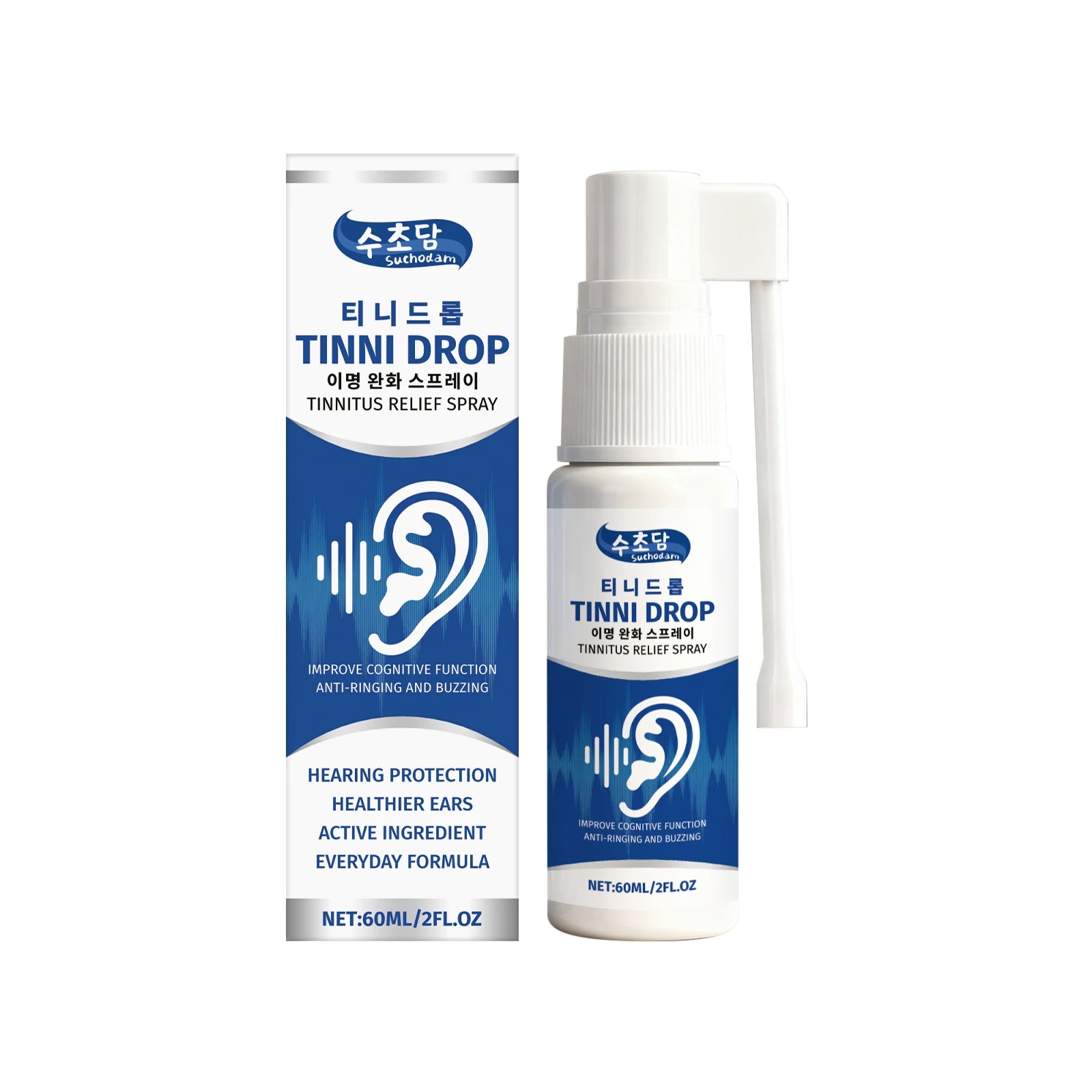 Tinnitus Relief Spray Ear Ringing Prevent Hearing Loss Discomfort Remove Earwax Improve Hearing Ear Cleaner Otic Care Spray 60ml