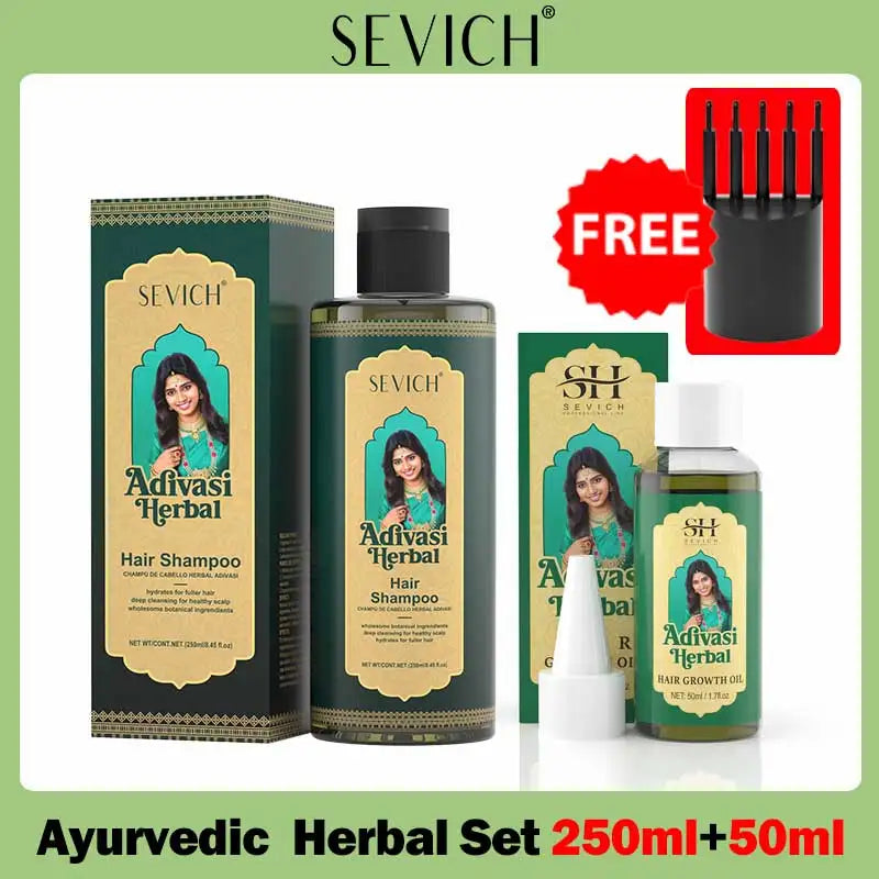 Herbal Hair Growth Set India Adivasi Rosemary Hair Regrowth Oil Ayurvedic Ginger Hair Care Shampoo Anti Hair Loss Treatment