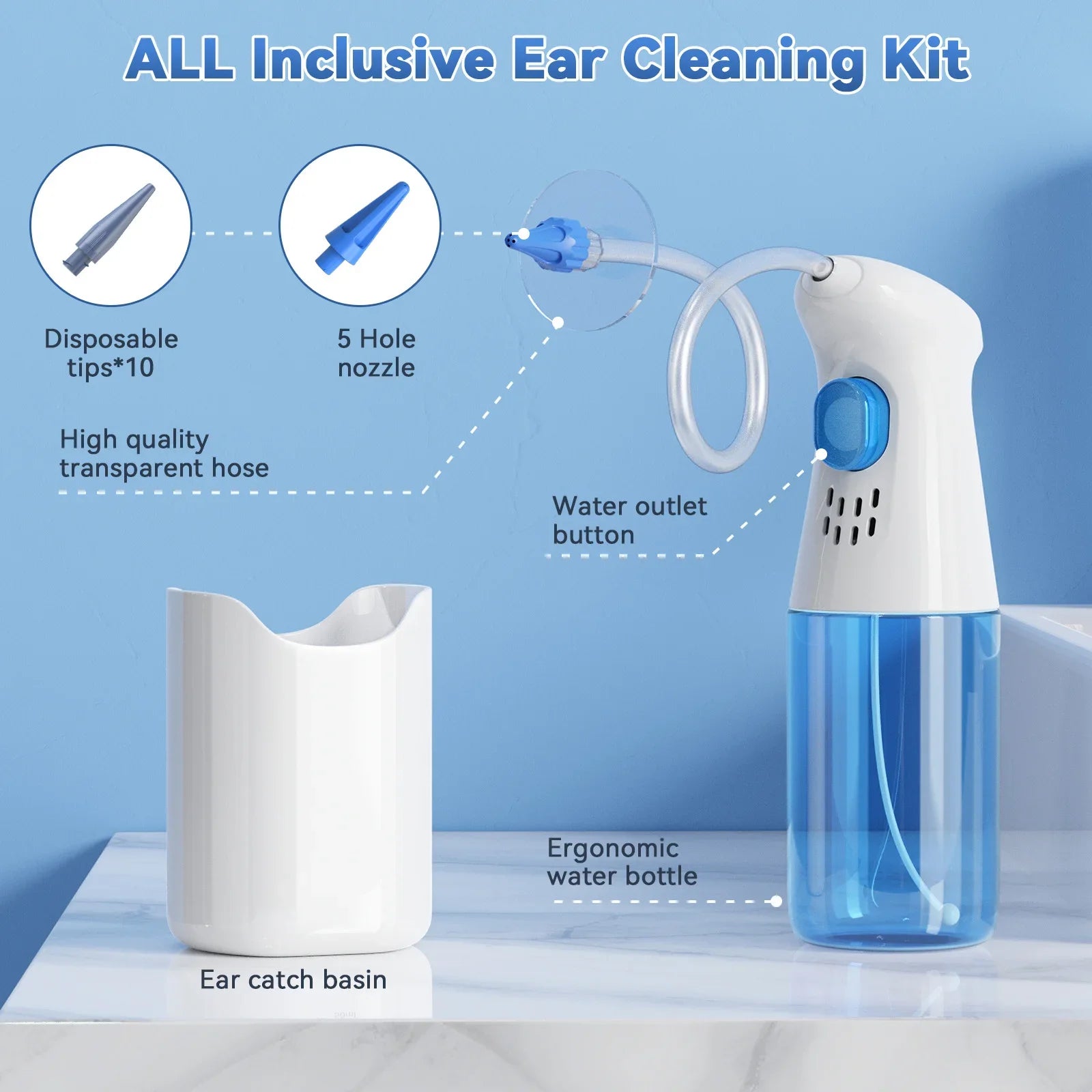 Ear Wax Removal, Ear Cleaner, Ear Cleaning Kit,Manual Ear Irrigation Flushing System, Ear Wax Removal Kit, Safe and Effective