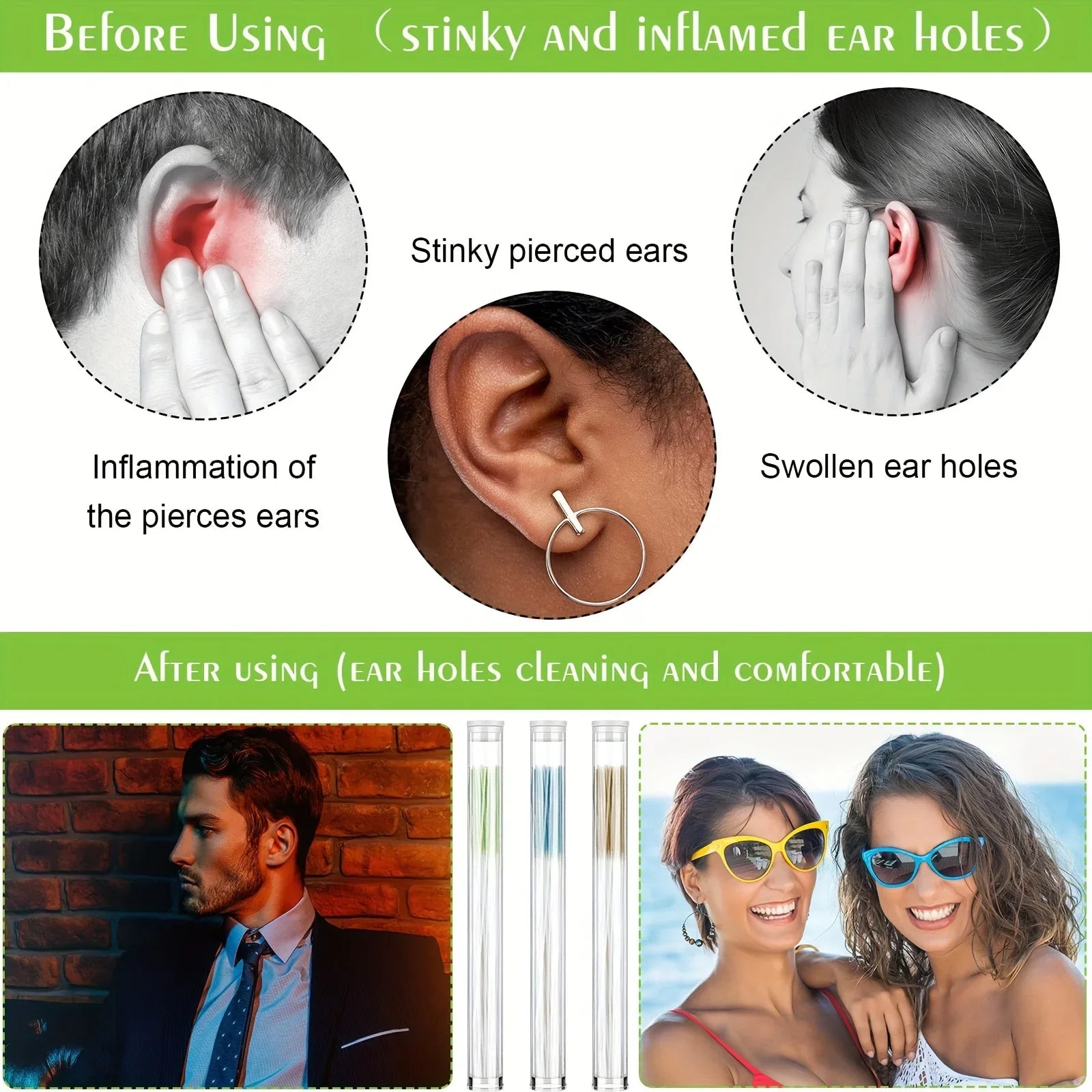 Ear Piercing Cleaner Ear Piercing Cleaning Line Set Care Kit Portable Men Women Daily Care Remove Dirt Eliminate Odor